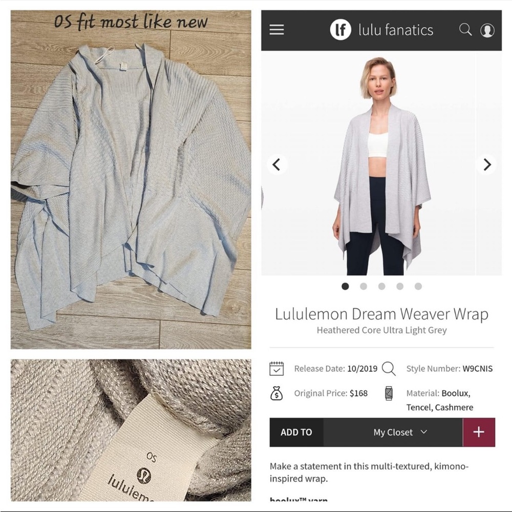 Lululemon Dream Weaver Wrap
Heathered Core Ultra Light Grey